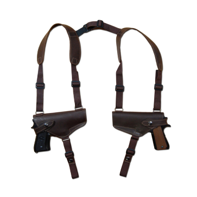 Brown Leather Dual Pistol Horizontal Shoulder Holster