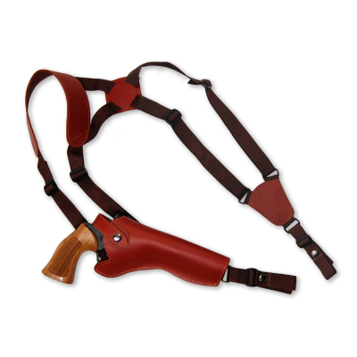 Burgundy Leather Vertical Cross Harness Gun Shoulder Holster
