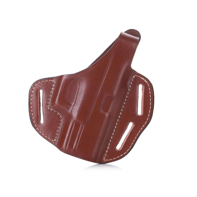 Premium Handcrafted OWB Brown Leather Gun Holster with Custom Molding - Multiple Position Carry Holster with Reinforced Steel Thumb Break
