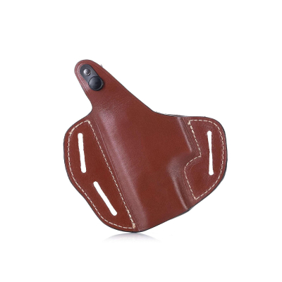 Premium Handcrafted OWB Brown Leather Gun Holster with Custom Molding - Multiple Position Carry Holster with Reinforced Steel Thumb Break