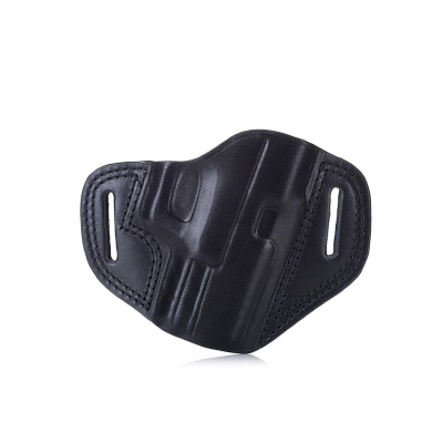 Handcrafted Open Top OWB Black Leather Gun Holster - Custom Molded Premium Leather Holster