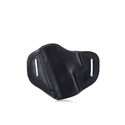 Handcrafted Open Top OWB Black Leather Gun Holster - Custom Molded Premium Leather Holster