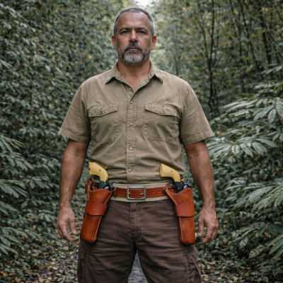 John Wayne Style Single Action Holster Rig with Suede Belt and 45 Cal Loops