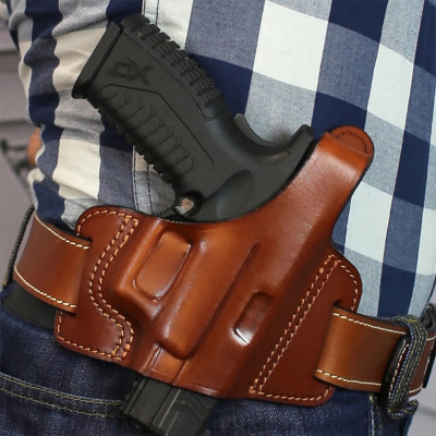 Premium Handcrafted OWB Leather Gun Holster - Custom Molded for Perfect Fit and Security with Reinforced Steel Thumb Break