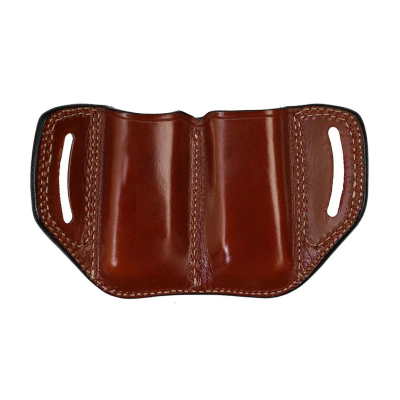 Hunting Holsters Double Magazine Pouch — Single-Stack, OWB Leather, Classic Brown