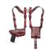 Brown Leather Horizontal Shoulder Holster with Double Magazine Pouch