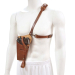 Brown leather left-hand shoulder holster front view with structured body