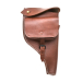 Brown leather WW1 service revolver holster – front view showing traditional closed profile