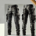 Gothic Quilted Cargo Biker Leather Pants