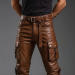 Men’s Red Leather Biker Pants