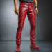 Men’s Red Cowhide Leather Pants
